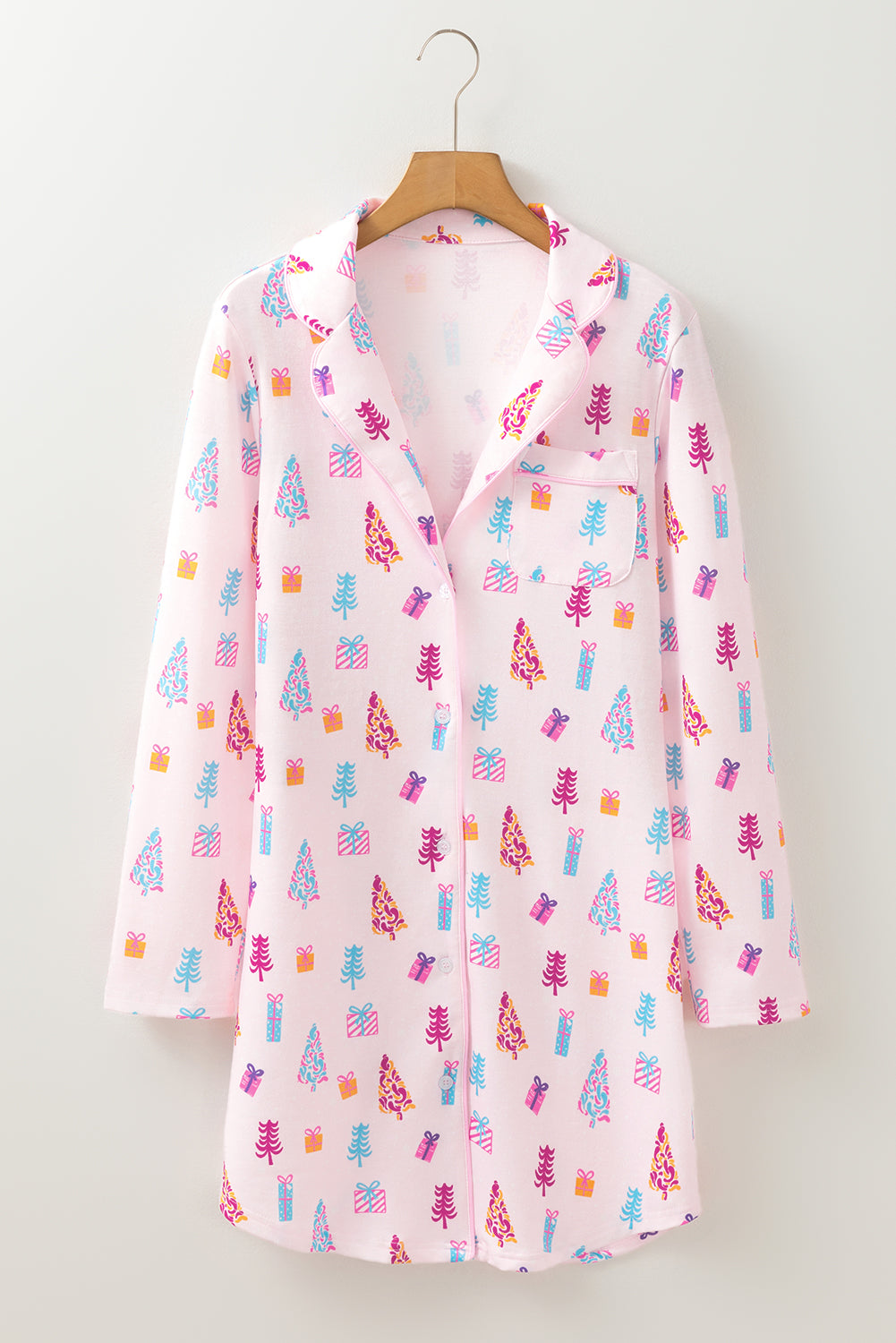 Pink Twinkle Tree Print Sleep Dress for Valentine’s – Cozy & Cute