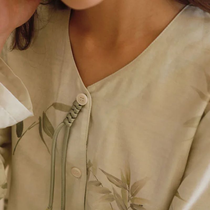 Carrie Retro Bamboo Cotton Pajama Set – Long Sleeve Top & Full Pants