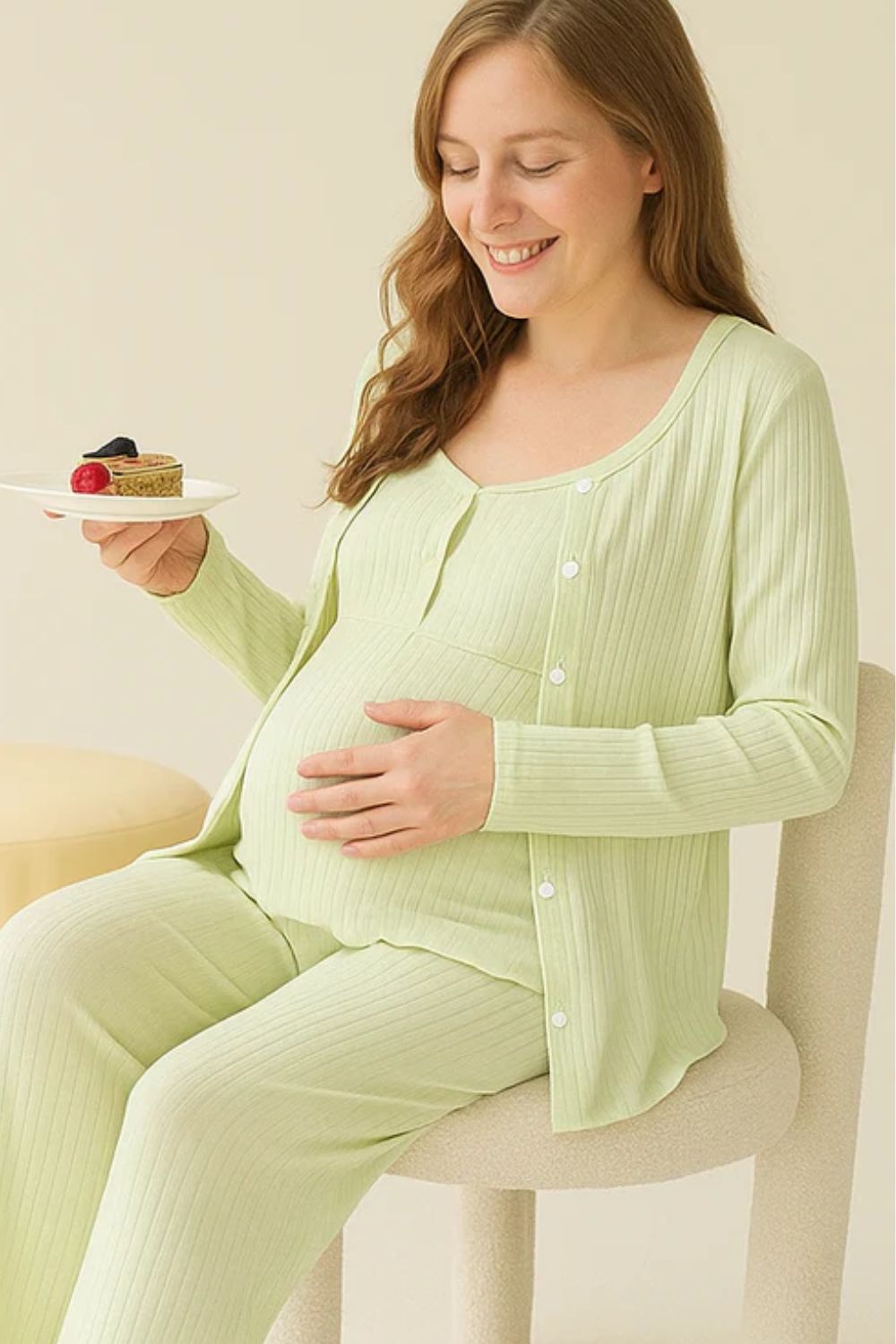 Alina 3 Piece Maternity Pajama Set - Long Sleeve, Vest & Pants for Pregnancy & Nursing
