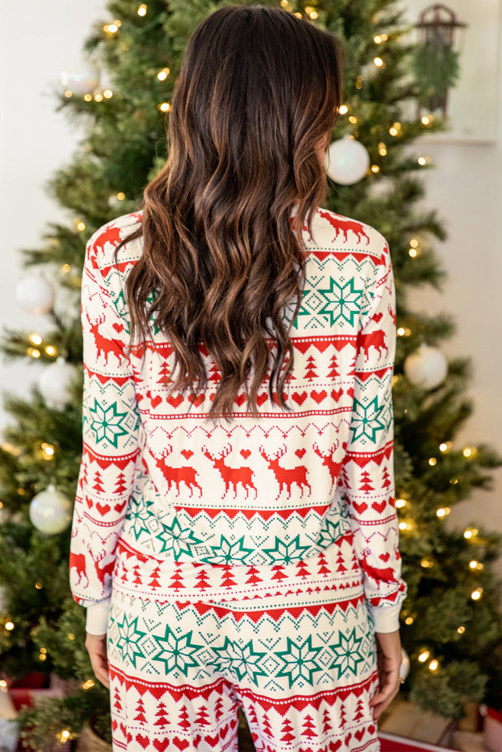White Print Pullover and Pants Lounge Set