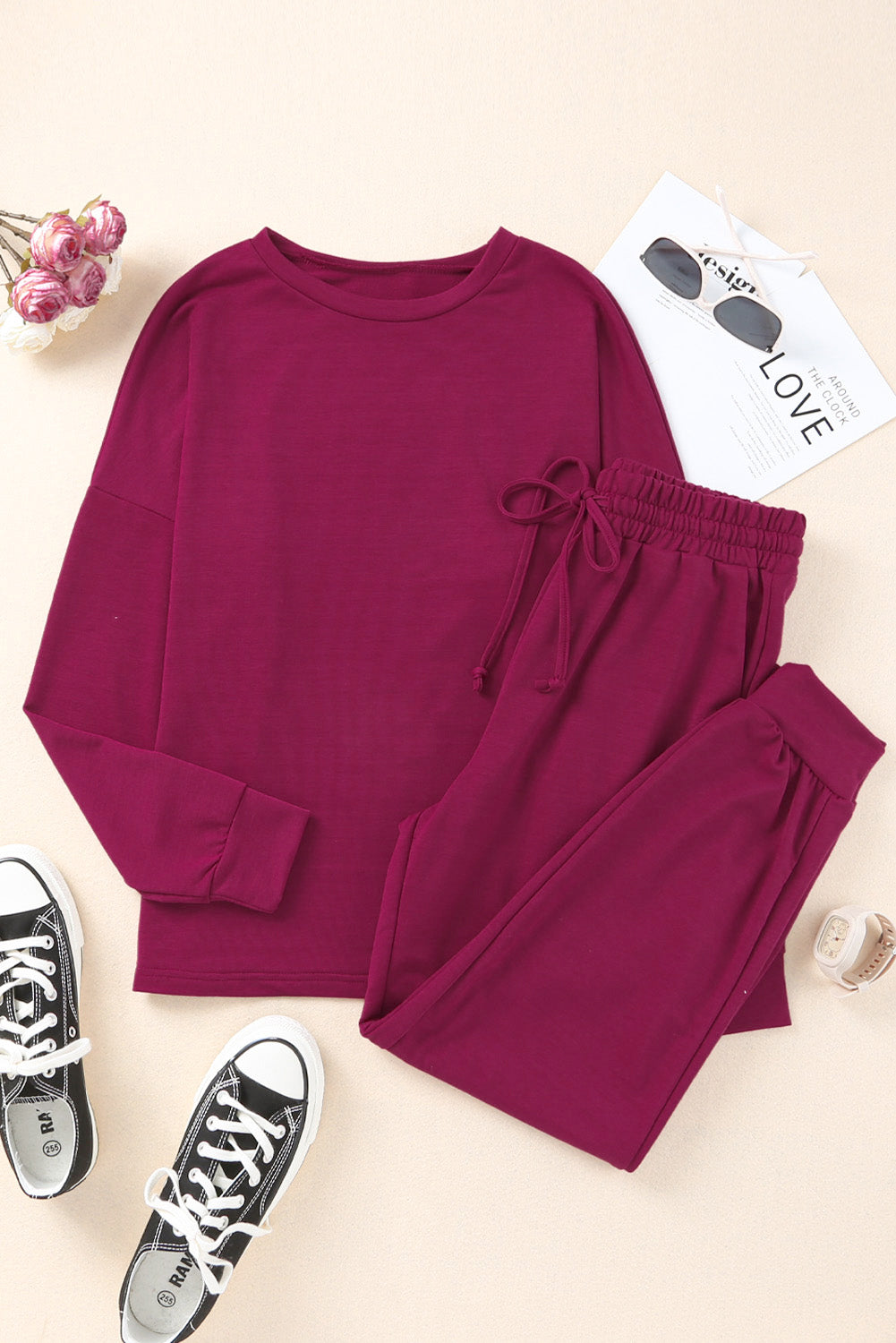 Long Sleeve Pullover & Jogger Pants Lounge Set for Valentine’s