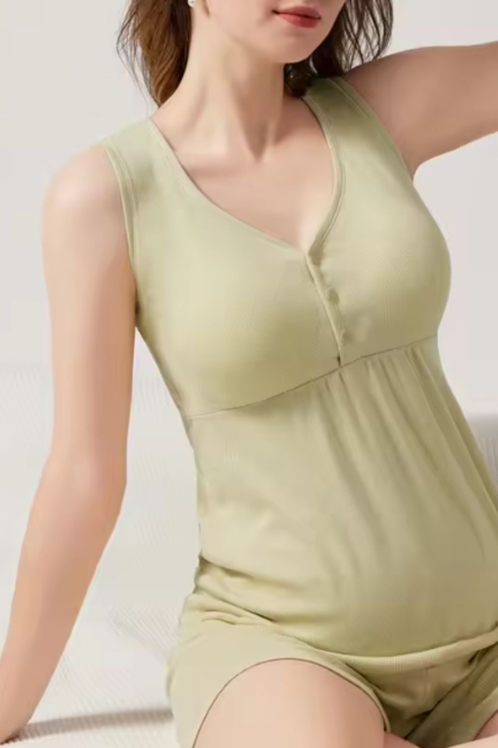 Petra Maternity Pajama Set – Nursing Tank & Shorts Sleepwear