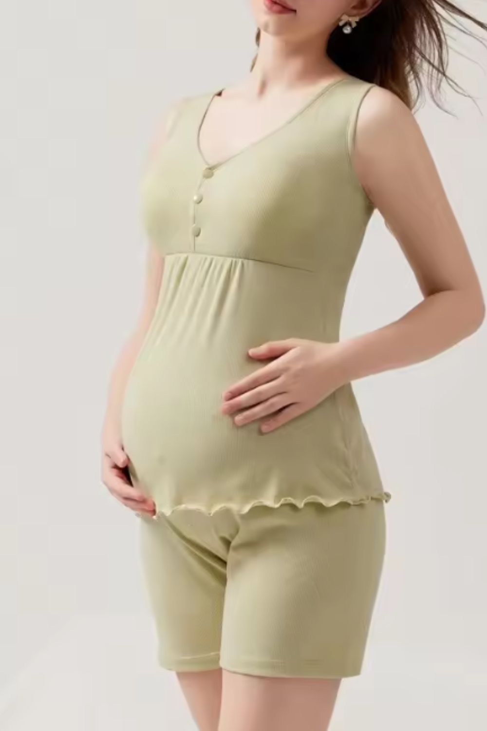 Petra Maternity Pajama Set – Nursing Tank & Shorts Sleepwear