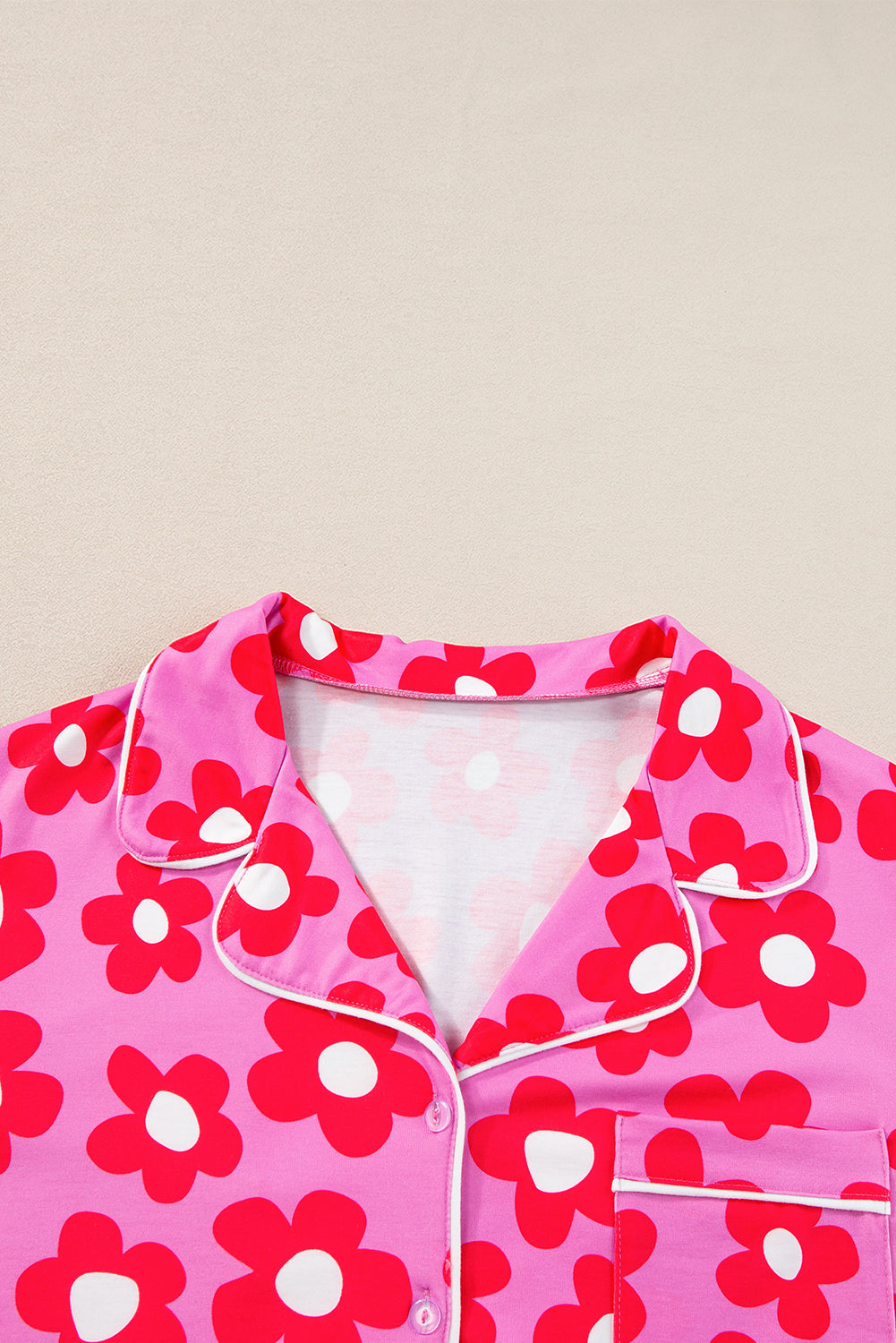 Flower Valentine’s Pajama Set – Short Sleeve Shirt & Comfortable Fit