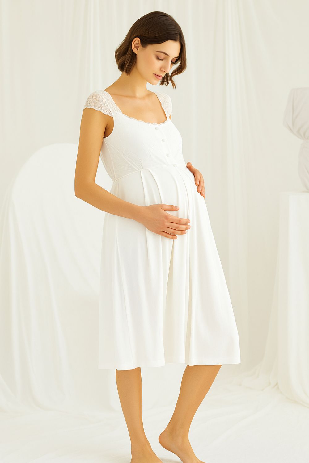 Ethel American Style Maternity Nightgown - Nursing Dress
