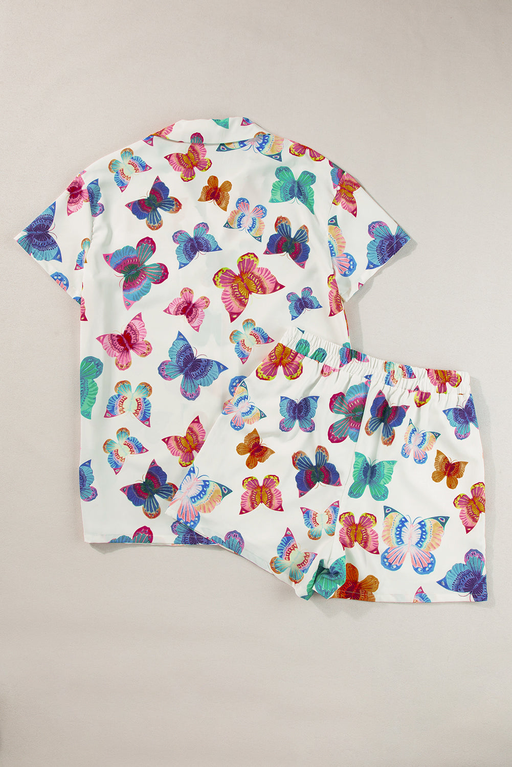 Multicolor Valentine’s Butterfly Pajama Set – Short Sleeve Shirt & Shorts