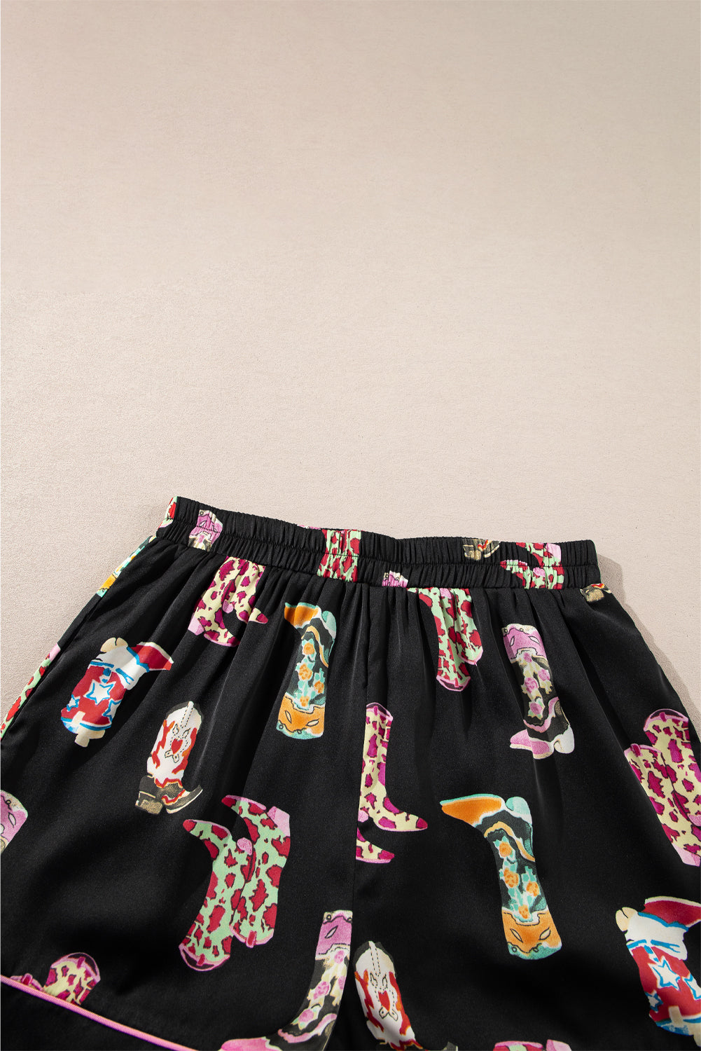 Black Western Boots Print Valentine’s Pajama Set – Short Shirt & Shorts