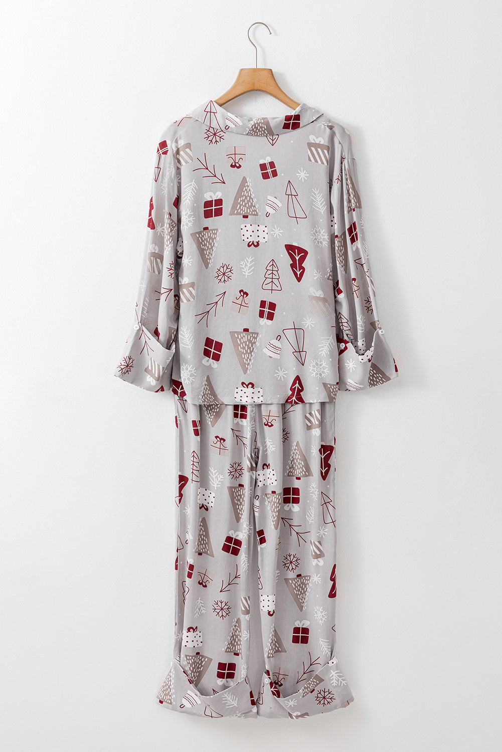 Light Grey Printed Shirt and Pants Pajama Set