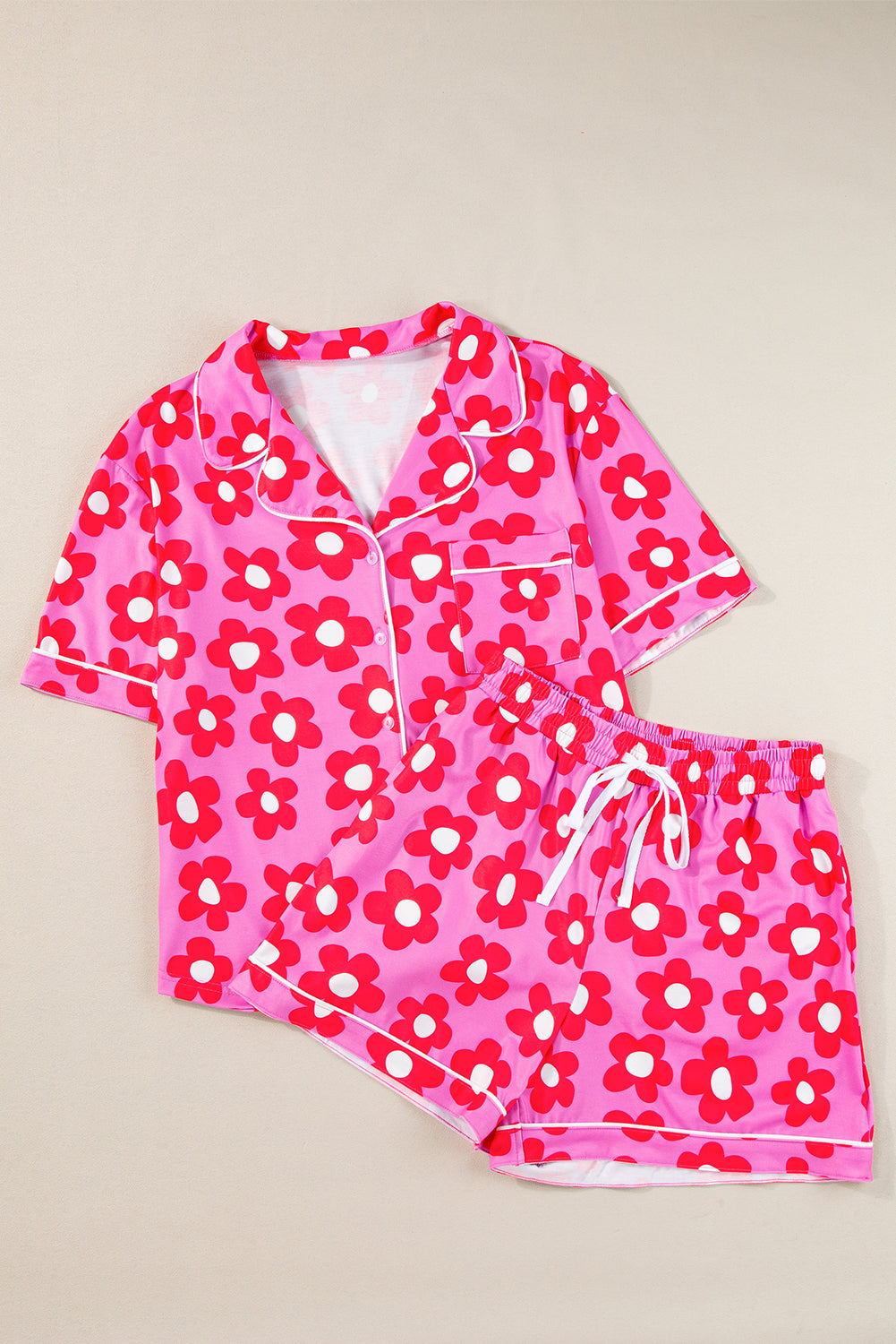Flower Valentine’s Pajama Set – Short Sleeve Shirt & Comfortable Fit