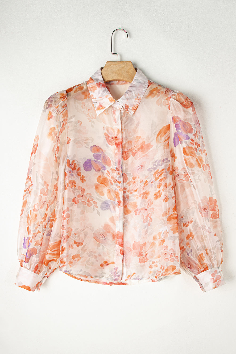Sheer summer floral blouse