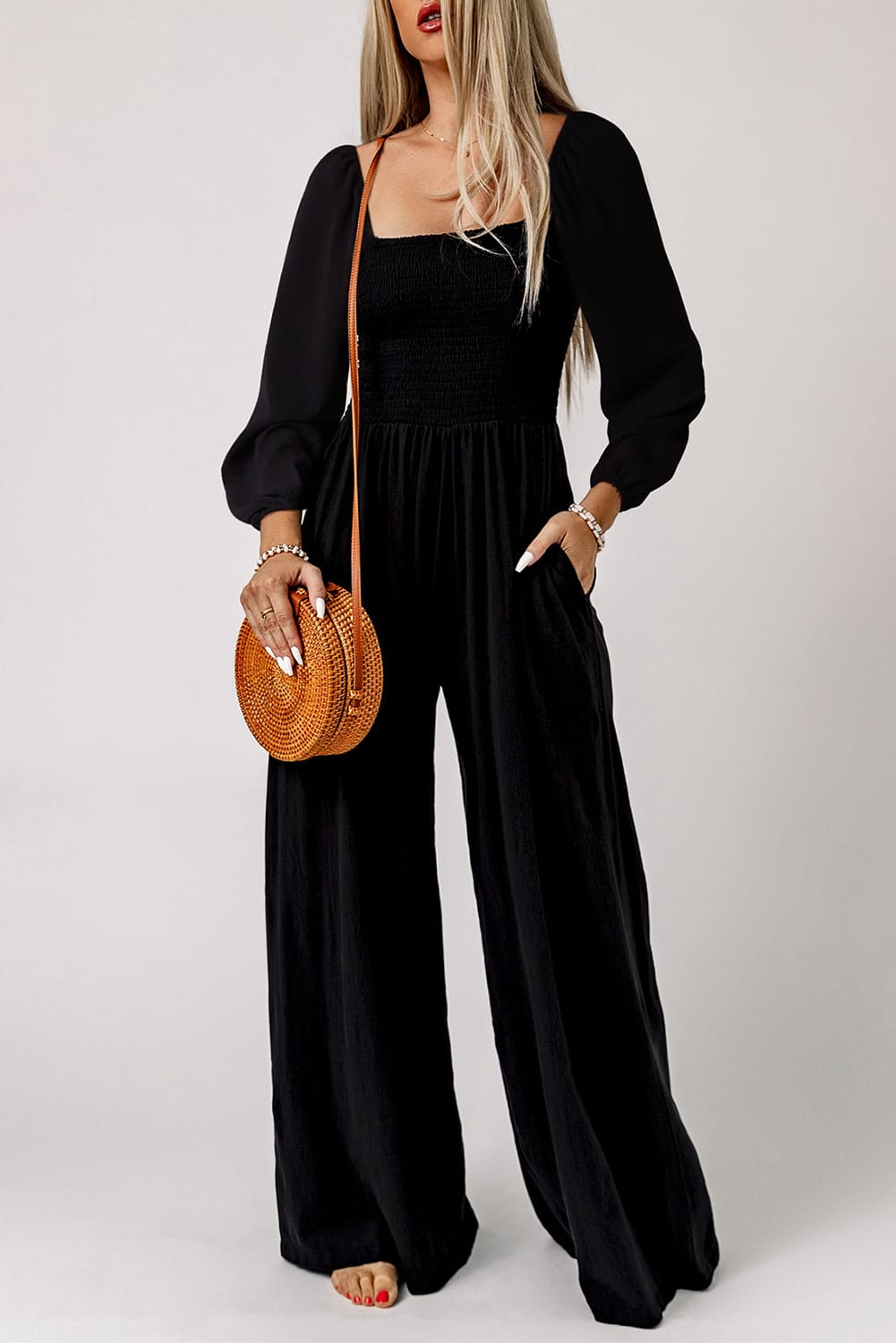 Wide leg black jumpsuit
