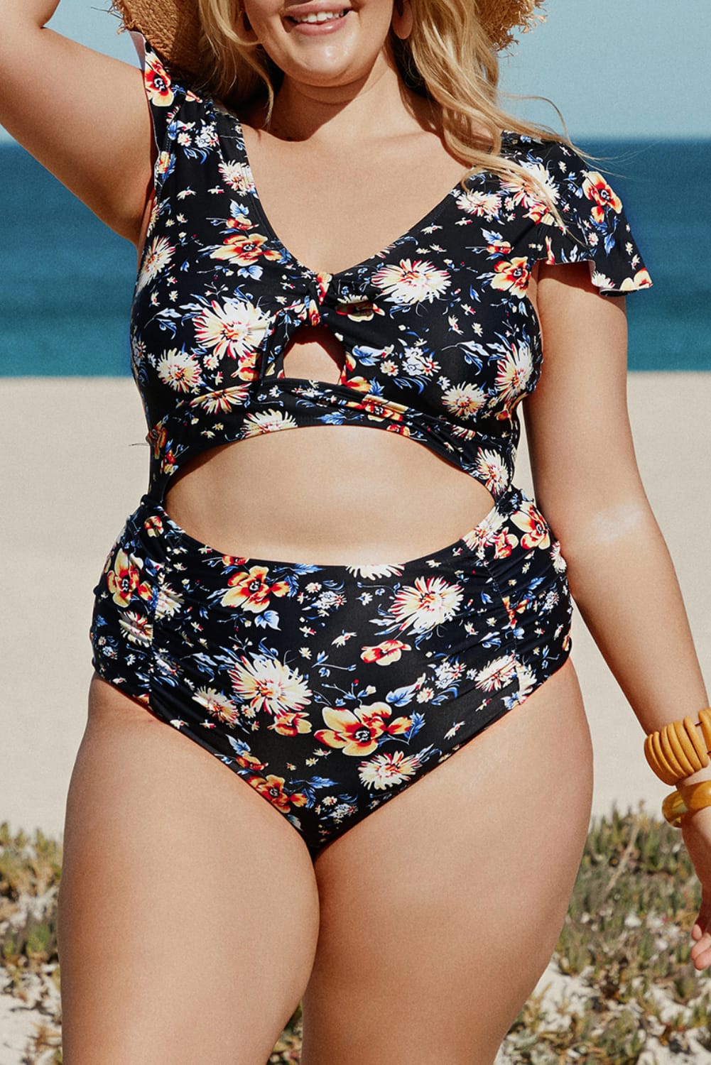 floral plus size one piece