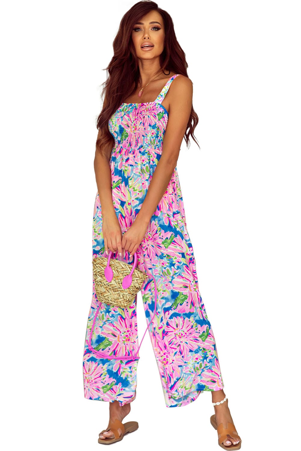 Tropical print one-piece