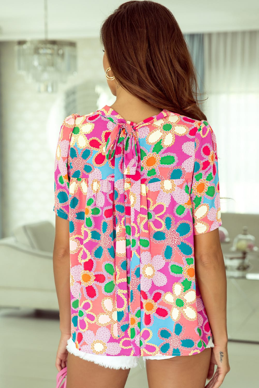 floral v-neck top women