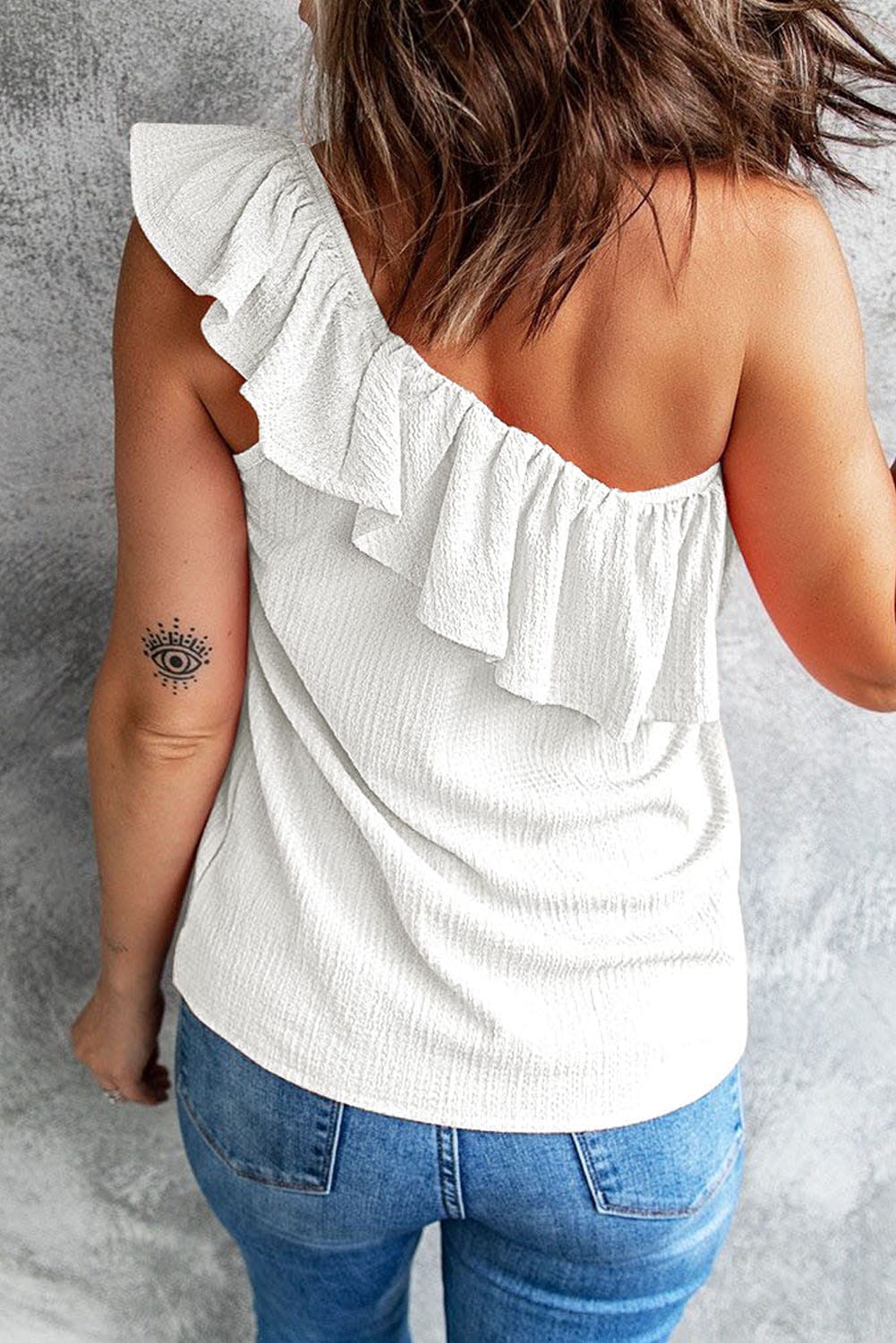 One shoulder ruffle shirt