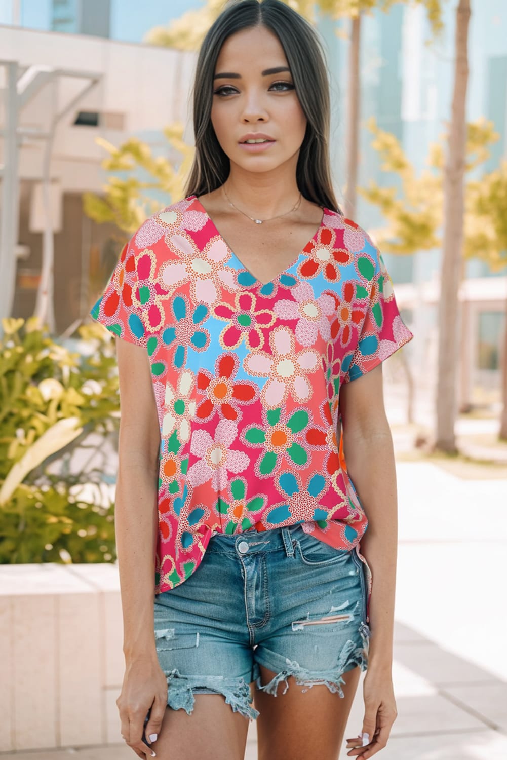 Loose fit floral blouse
