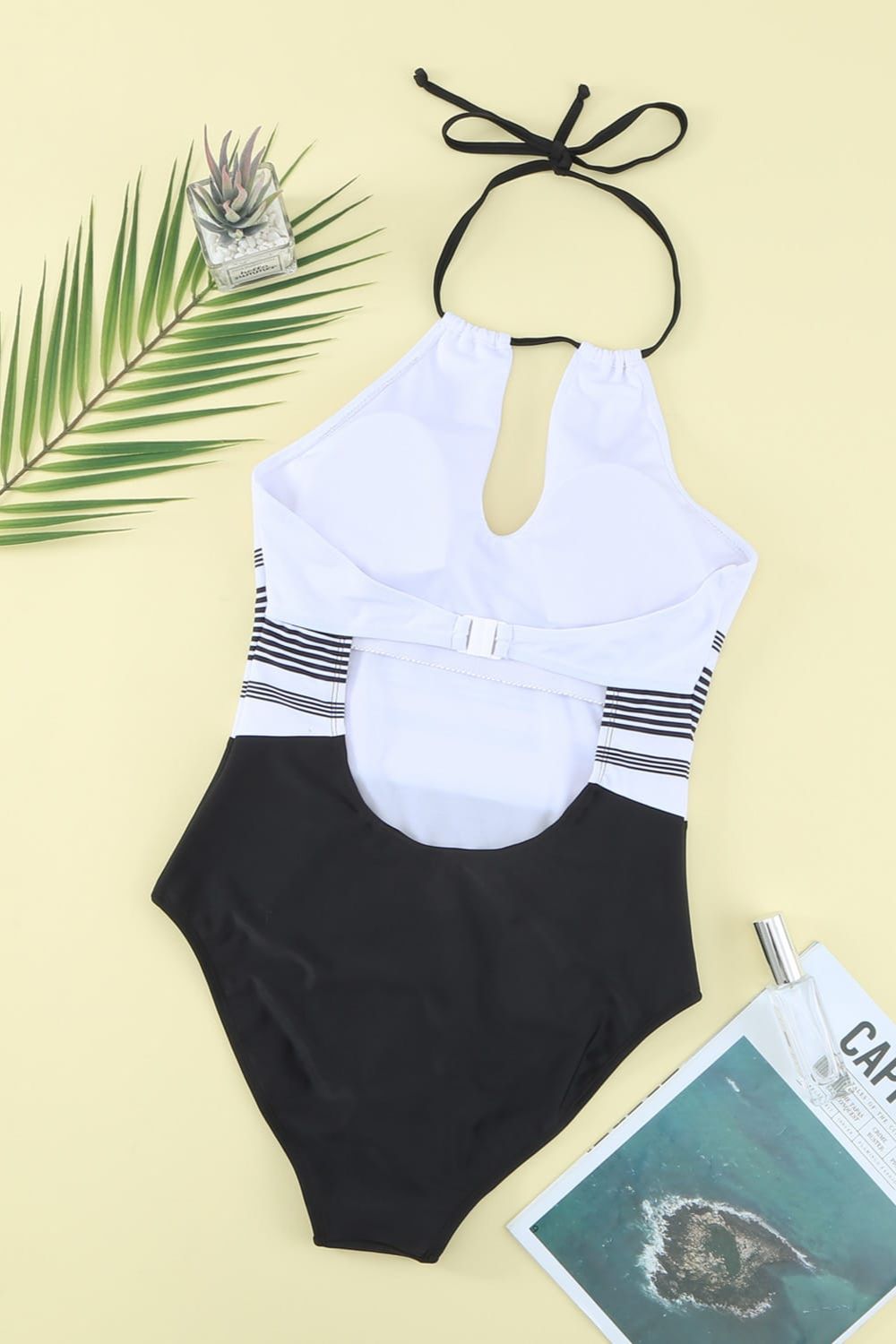 black and white swimsuit