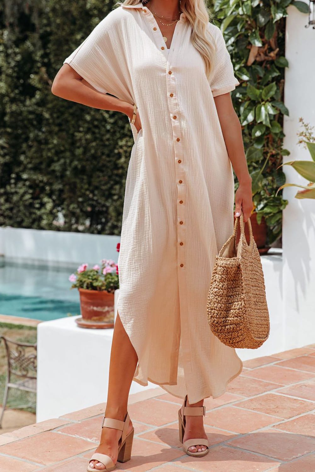 Lightweight maxi shirt dress