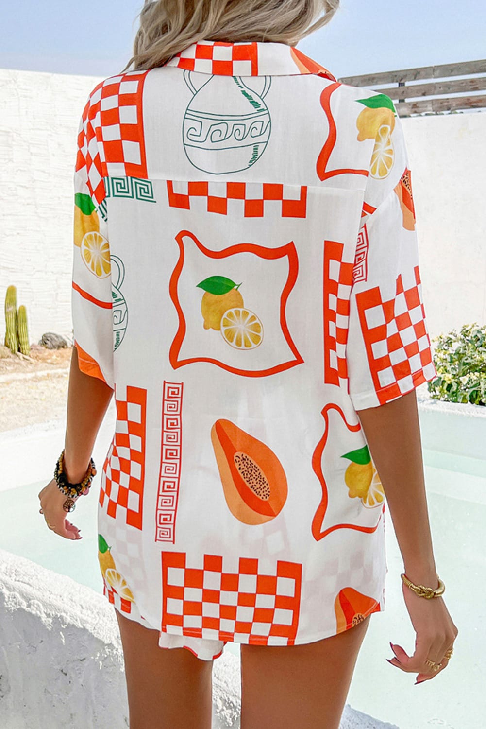 Trendy fruit print outfit