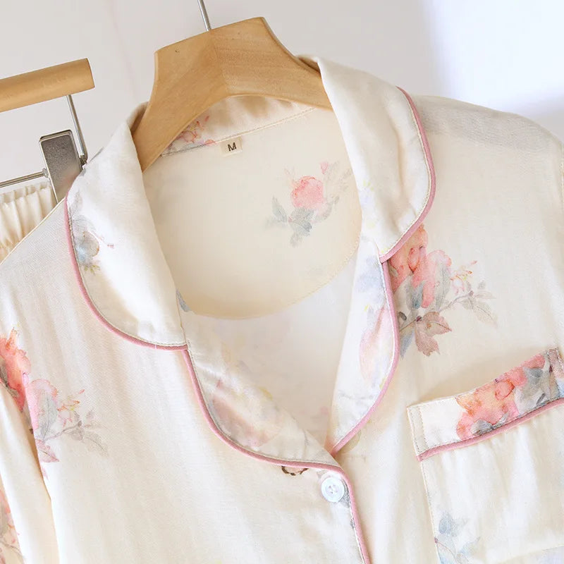 Beatrice Retro Cotton Bamboo Pajama Set – Summer Loungewear