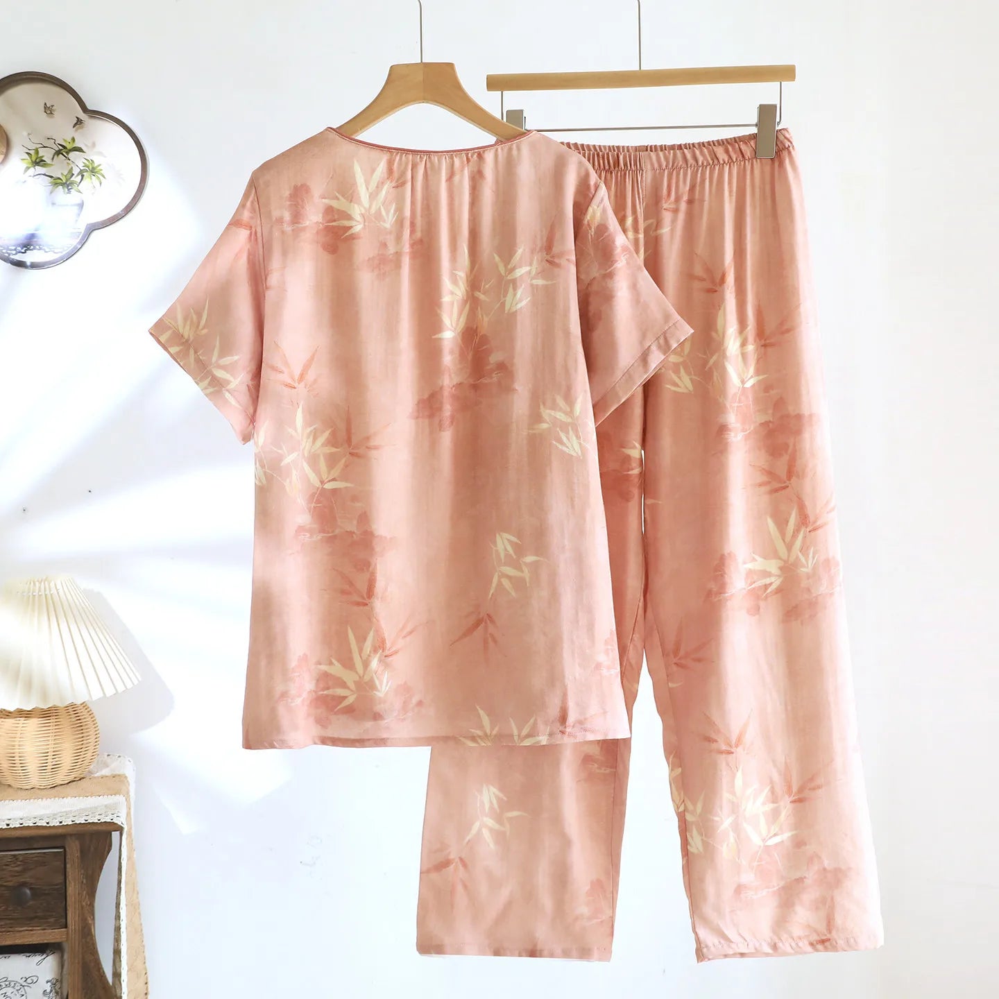 Darla Women’s Bamboo Fiber Summer Pajama Set – Short Sleeve & Pants