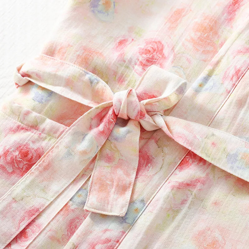 Fable Women’s Bamboo Floral Kimono Robe – Lightweight Sleepwear