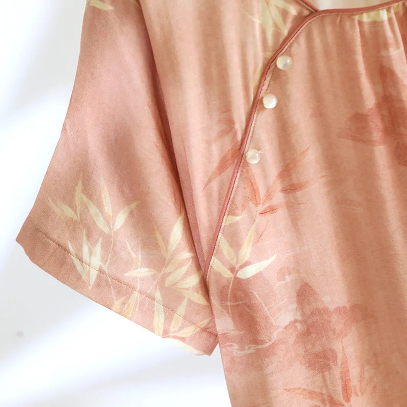 Darla Women’s Bamboo Fiber Summer Pajama Set – Short Sleeve & Pants