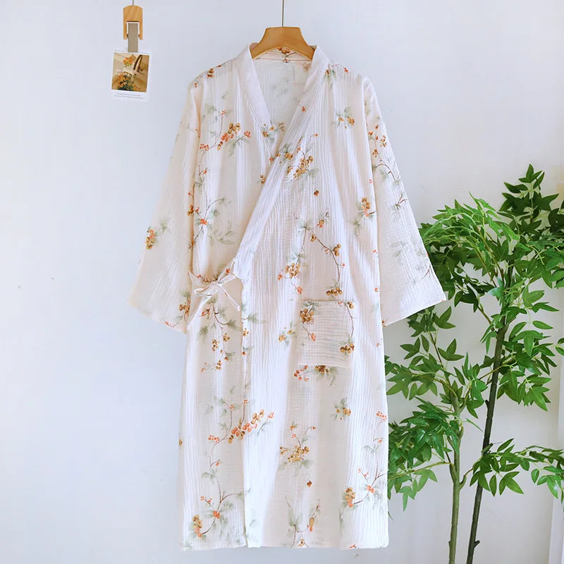 Andrina Women’s Cotton Bamboo Robe – Lightweight Bathrobe