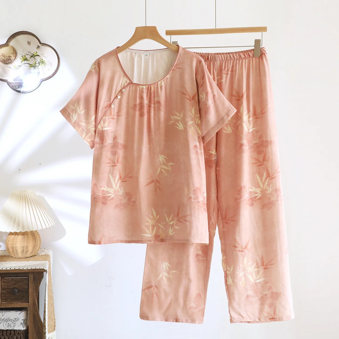 Darla Women’s Bamboo Fiber Summer Pajama Set – Short Sleeve & Pants