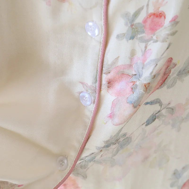 Beatrice Retro Cotton Bamboo Pajama Set – Summer Loungewear