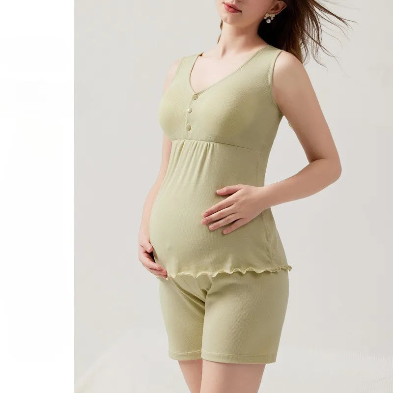 Petra Maternity Pajama Set – Nursing Tank & Shorts Sleepwear