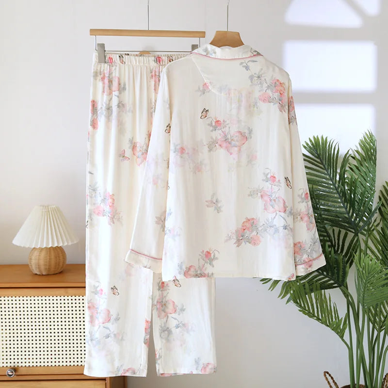 Beatrice Retro Cotton Bamboo Pajama Set – Summer Loungewear