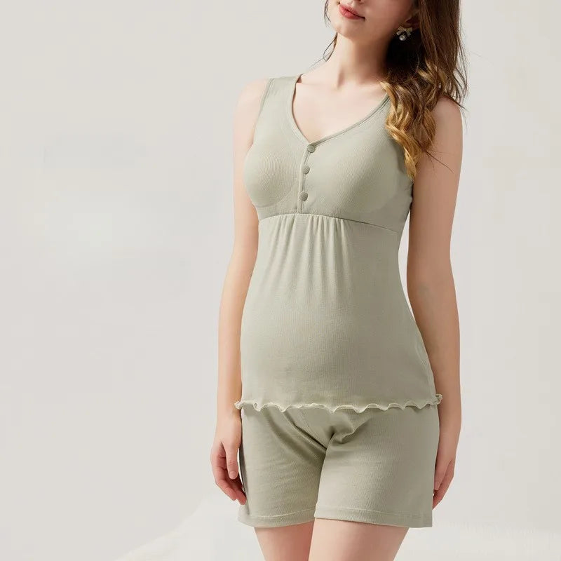 Petra Maternity Pajama Set – Nursing Tank & Shorts Sleepwear