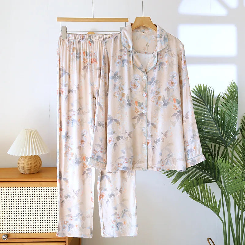 Rylee Retro Bamboo Fiber Women’s Pajama Set - Summer Sleepwear