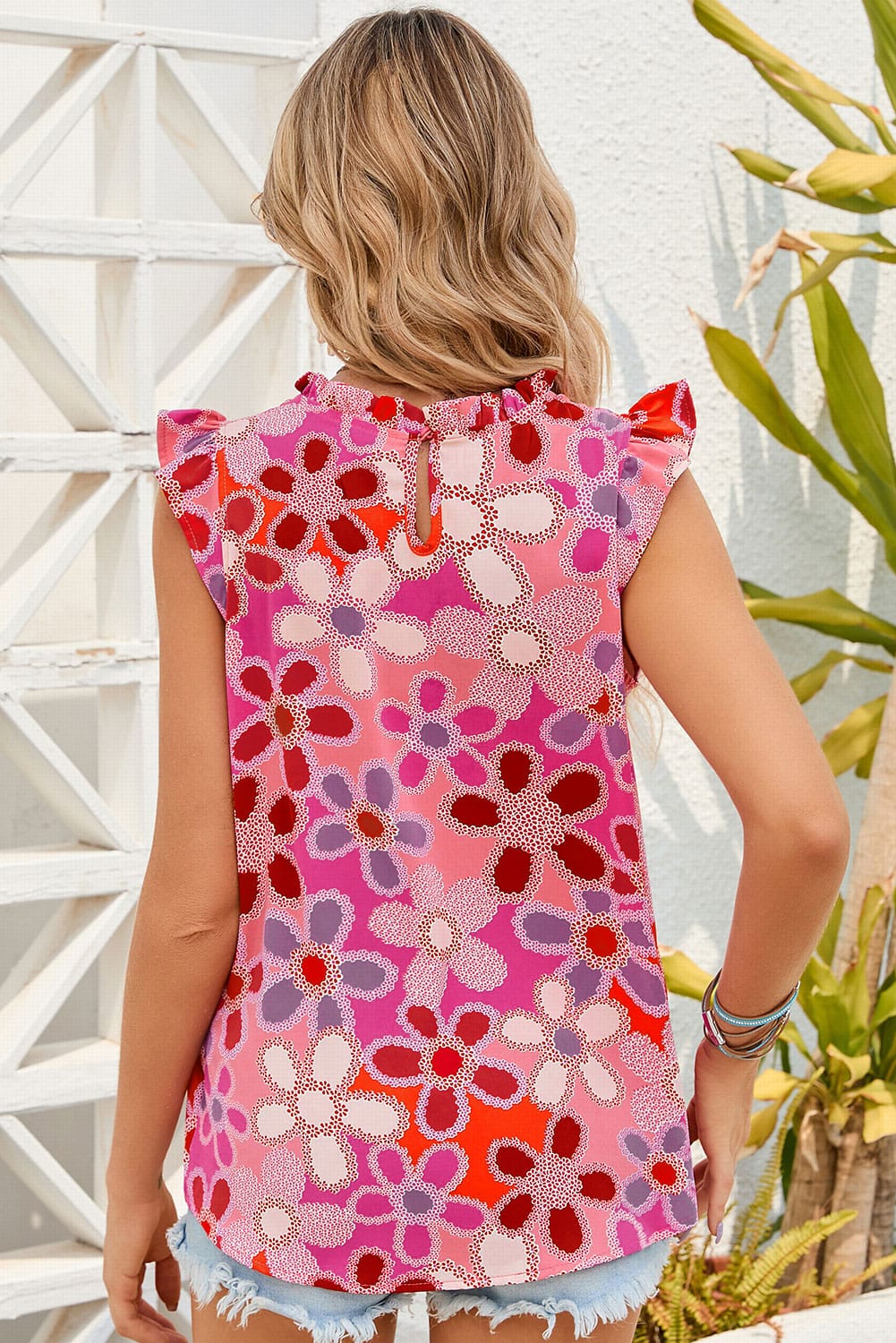 sleeveless floral top