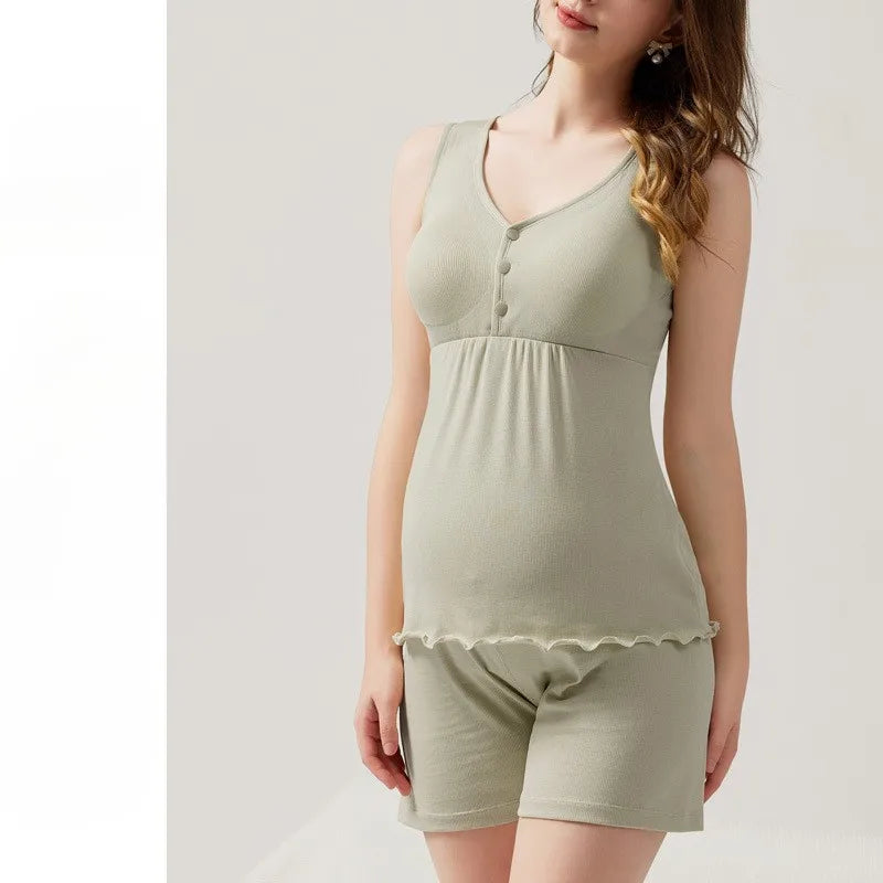 Petra Maternity Pajama Set – Nursing Tank & Shorts Sleepwear