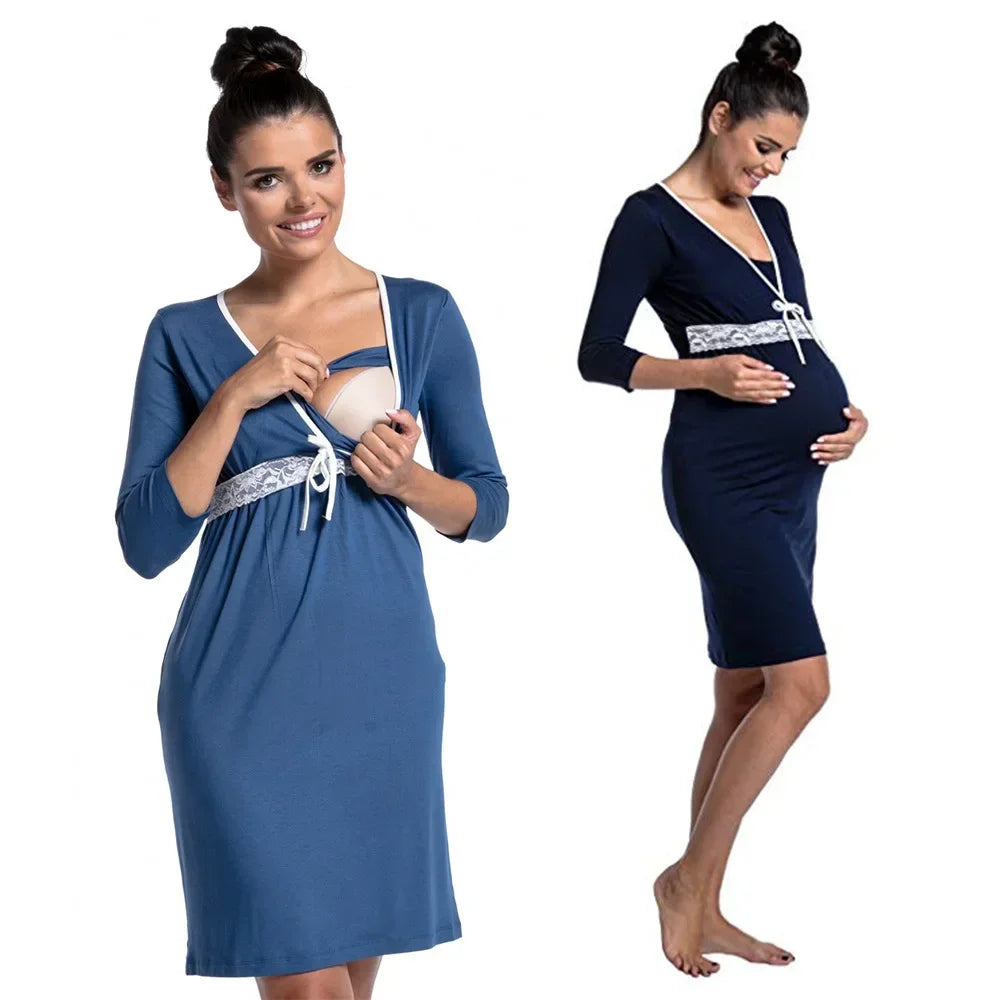 Aurelia Women’s Maternity Nightgown – Cozy Pregnancy Pajamas