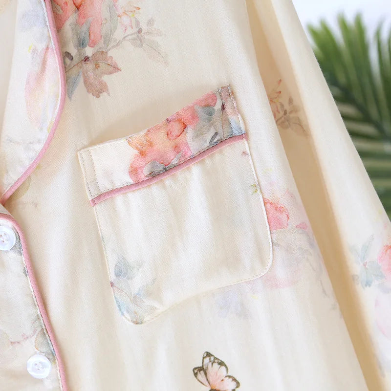 Beatrice Retro Cotton Bamboo Pajama Set – Summer Loungewear