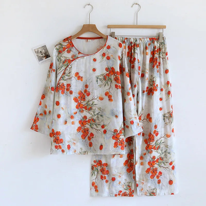 Kinsley Bamboo Fiber Women’s Pajamas set – Breathable Printed Summer Sleepwear