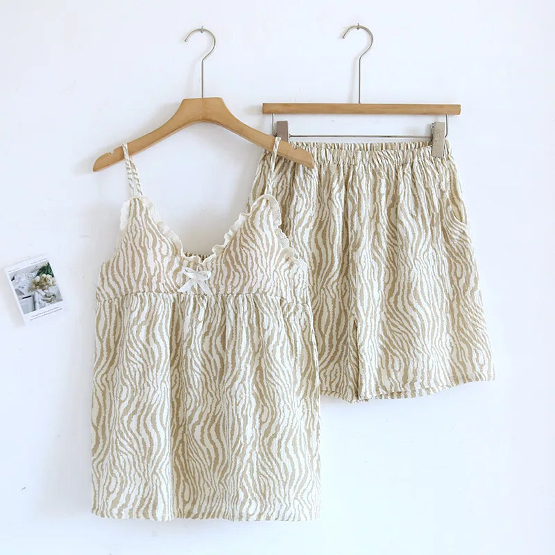 Nedira Cotton Women’s Pajama Set – Top & Shorts