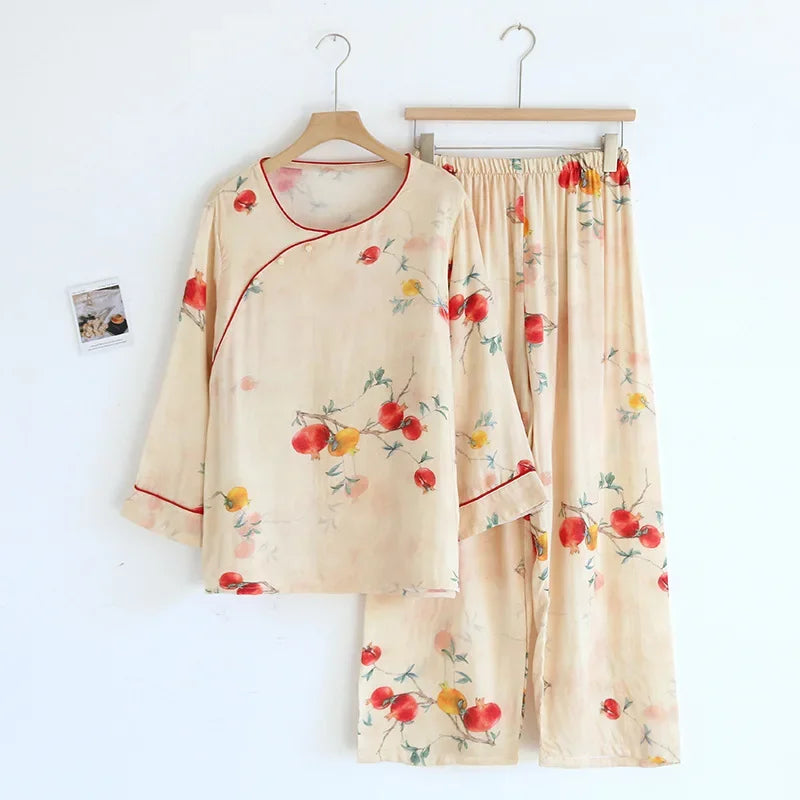 Kinsley Bamboo Fiber Women’s Pajamas set – Breathable Printed Summer Sleepwear