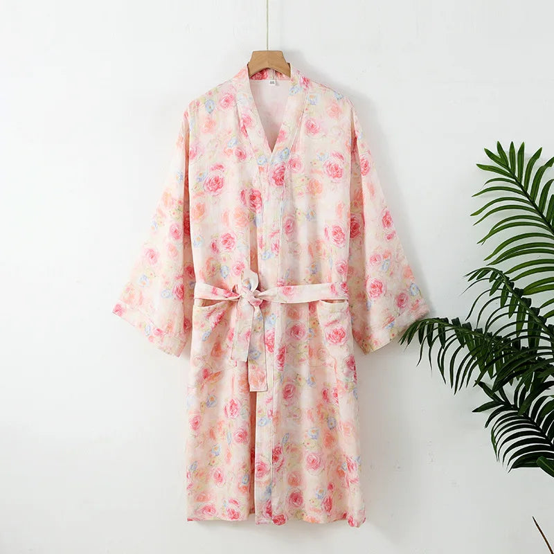 Fable Women’s Bamboo Floral Kimono Robe – Lightweight Sleepwear