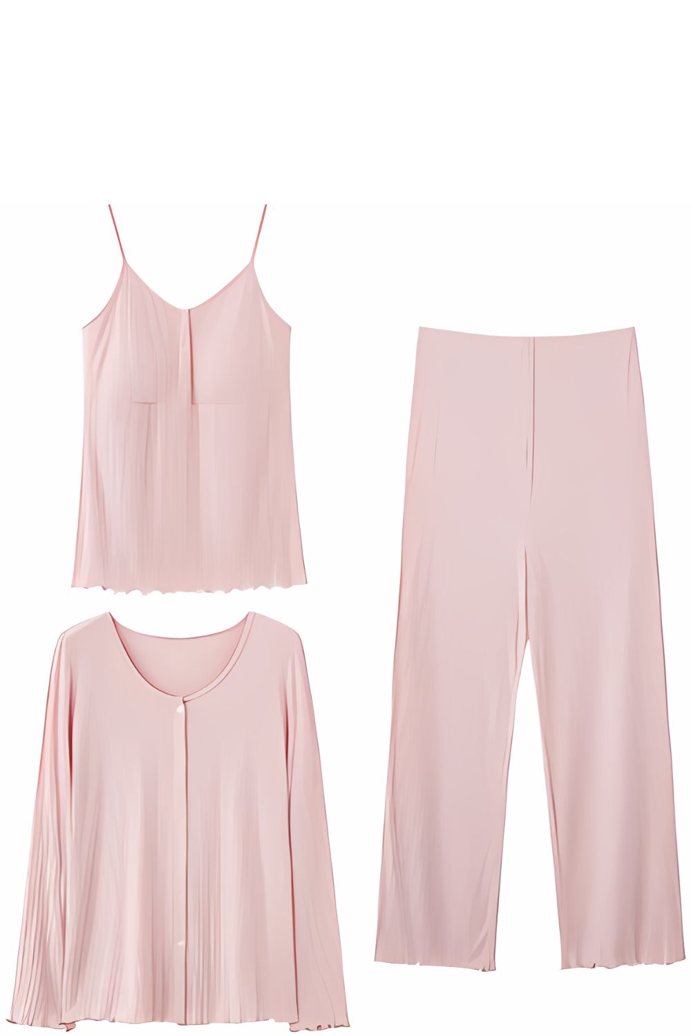 Alina 3 Piece Maternity Pajama Set - Long Sleeve, Vest & Pants for Pregnancy & Nursing