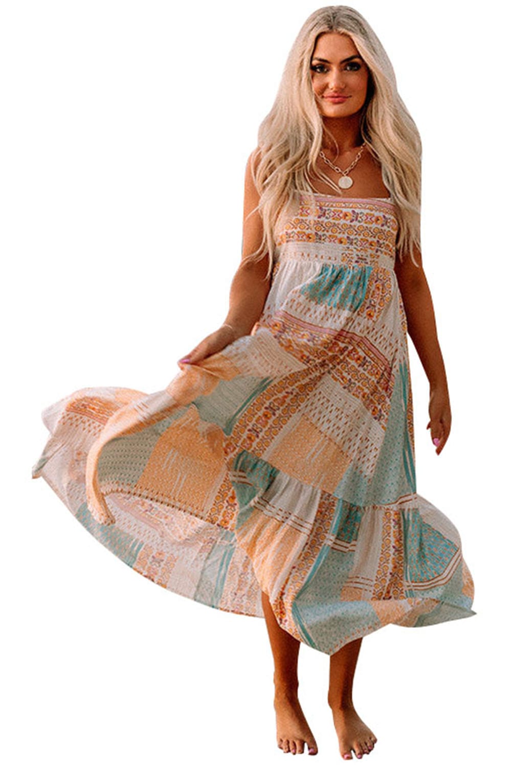 Zoey Boho Maxi Dress | Flowy Patchwork Print Fashion House of L.A Zoey Boho Maxi Dress | Flowy Patchwork Print Fashion House of L.A