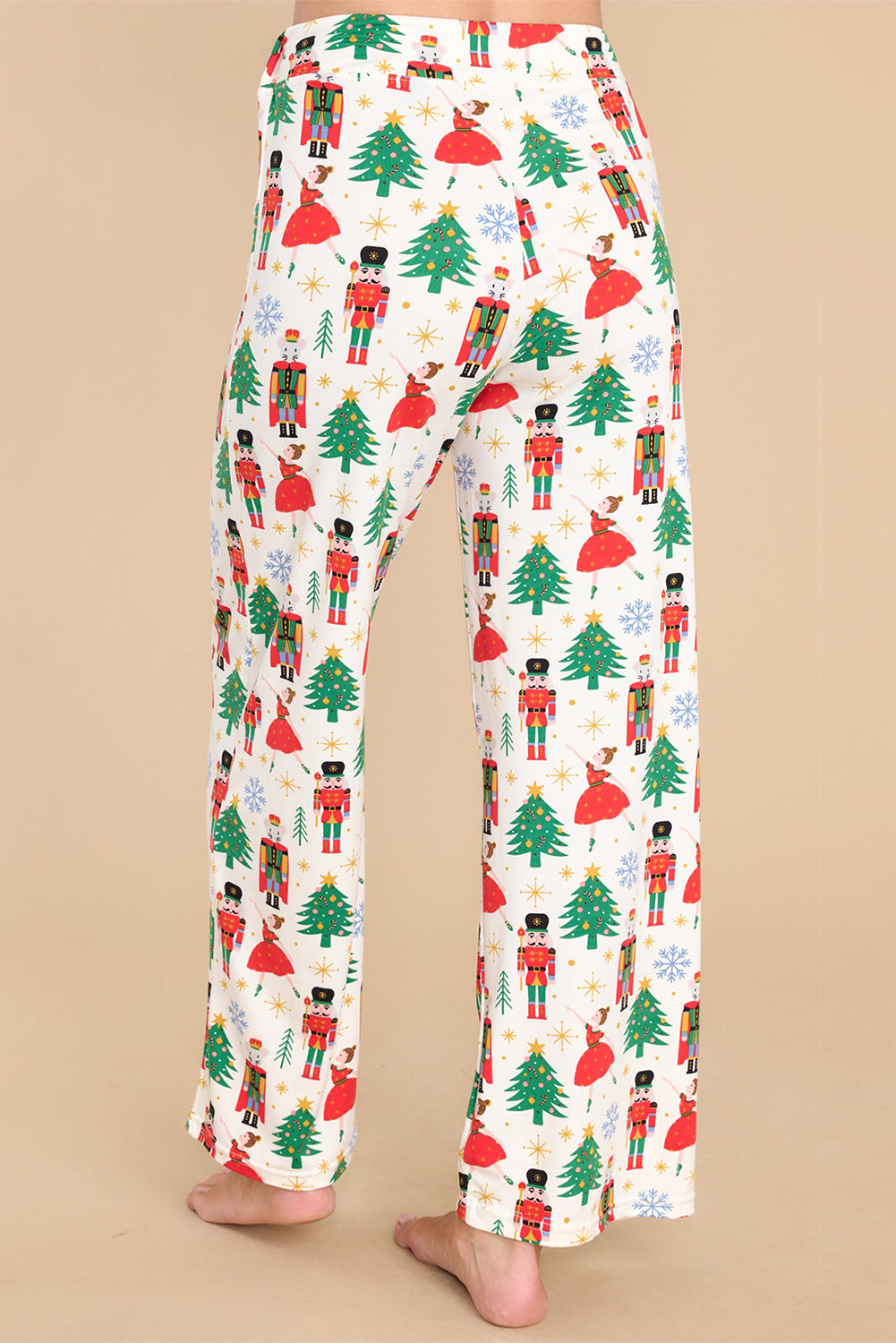 White Printed Pattern Buttoned Two Piece Sleepwear