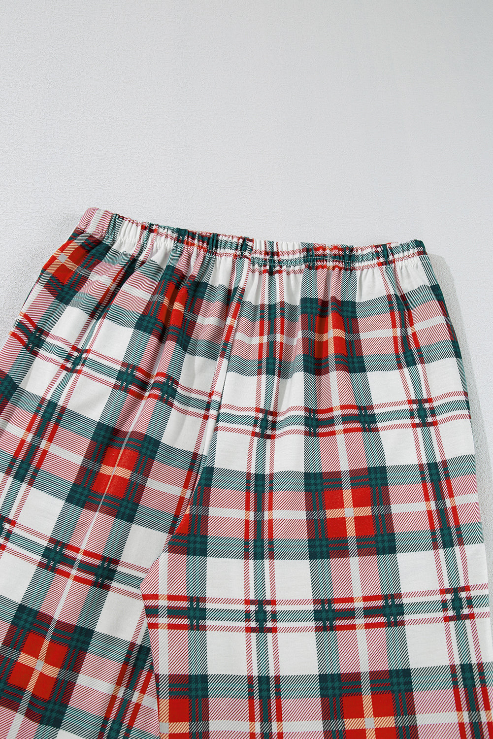 Red Plaid Print Two Piece Long Sleeve Pajamas Set