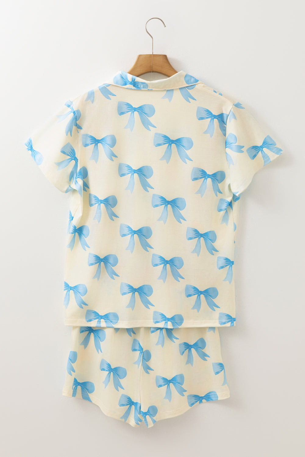 Yellow Bow Print Valentine’s Pajama Set – Short Sleeve Shirt & Shorts