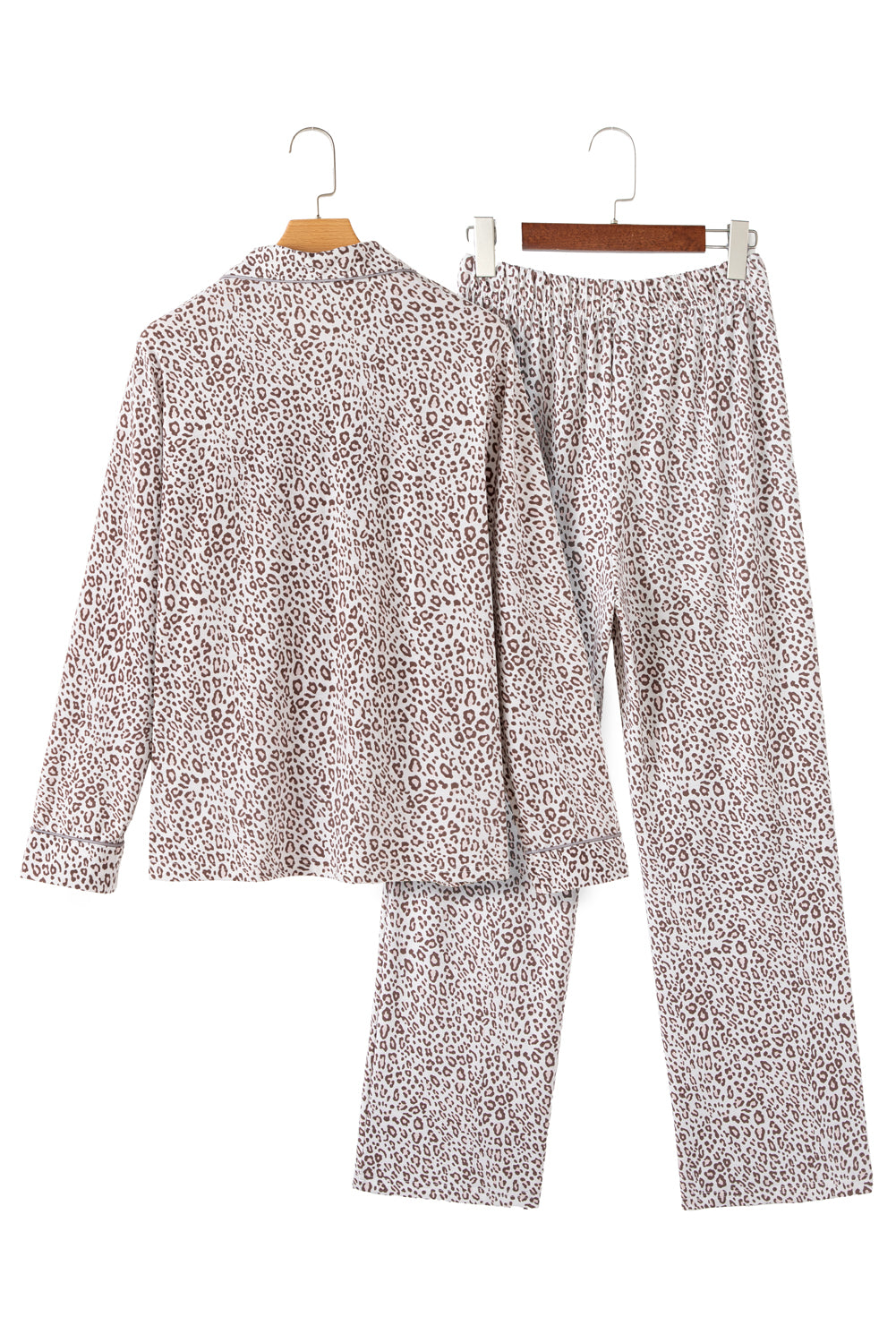 White Leopard Print Pajama Set – Long Sleeve & Pants for Valentine’s
