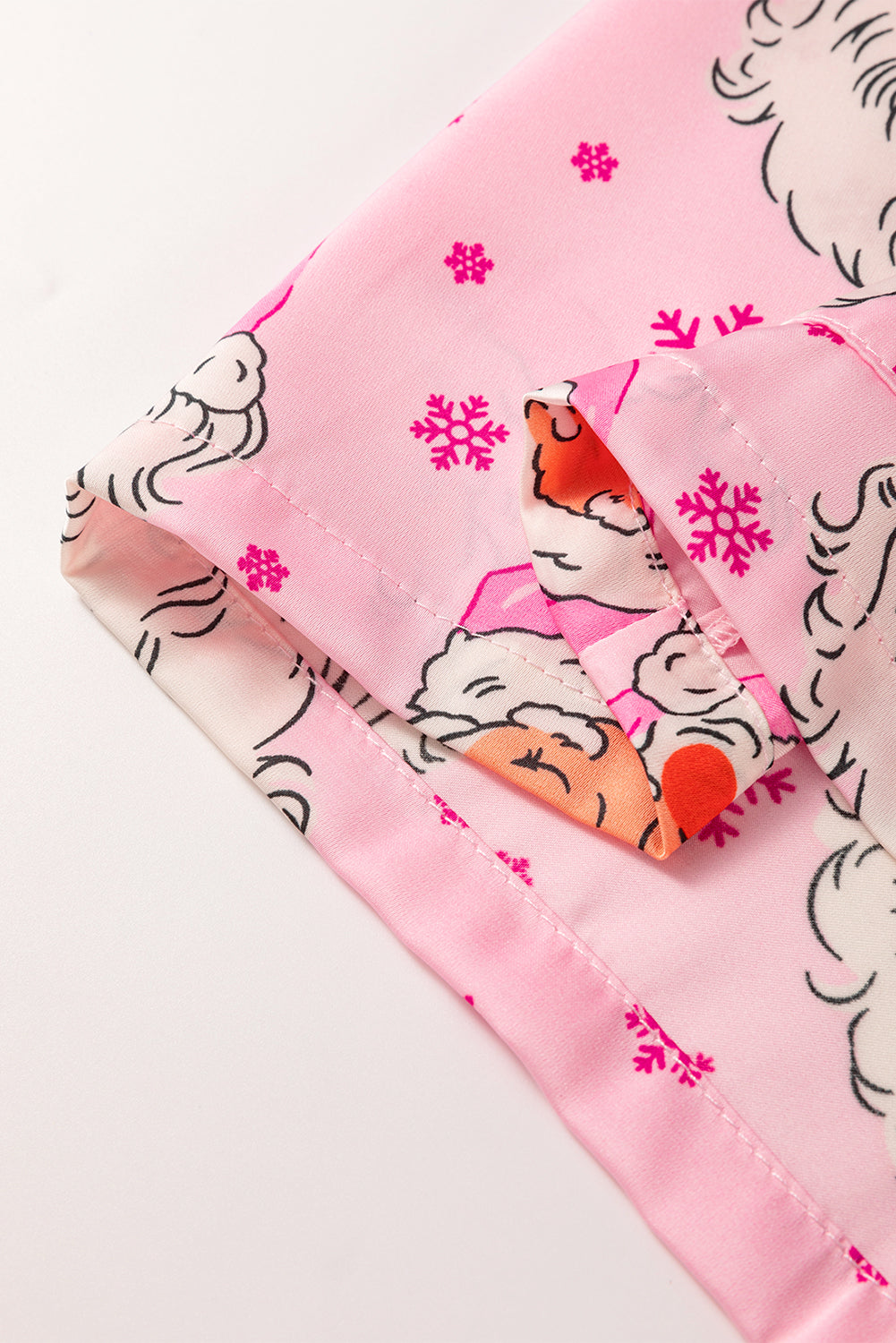 Pink Santa Claus Snowflake Long Sleeve Shirt Pajama Set