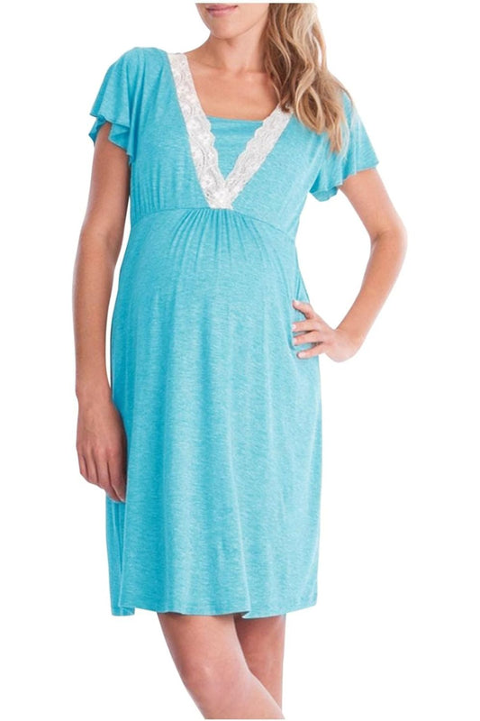 Riley Lace Maternity Robe Nightgown – With Adjustable Belt